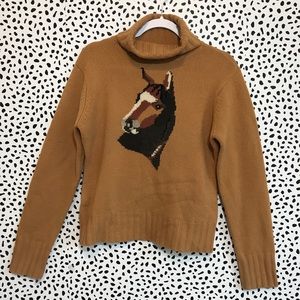 BCBGMaxAzria Tan Brown Horse Turtleneck Sweater